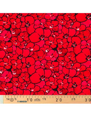Tissu jersey viscose - Coquelicots