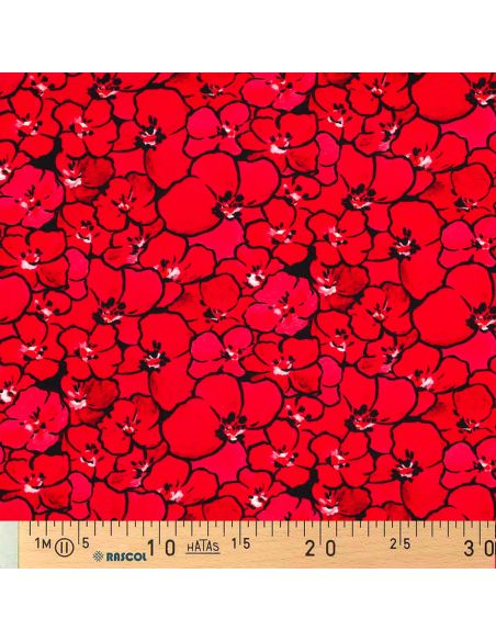 Tissu jersey viscose - Coquelicots