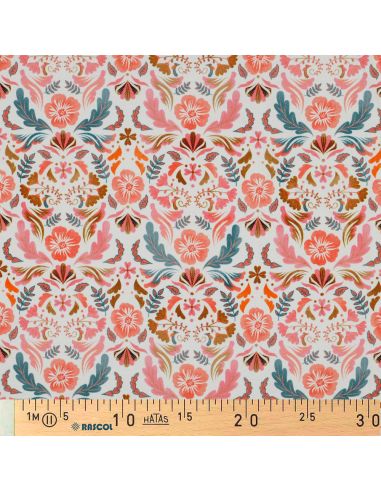 Tissu jersey imprimé Clara - Fond blanc