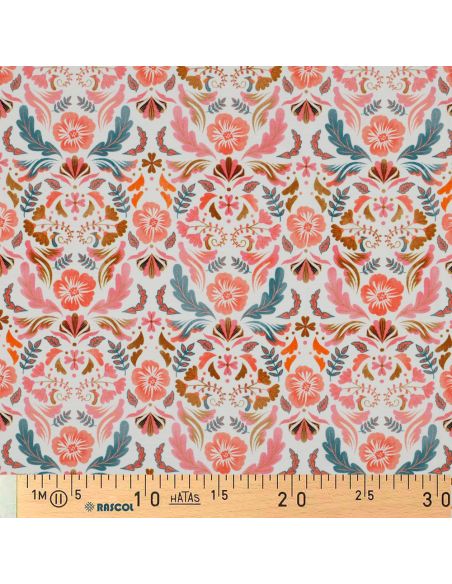 Tissu jersey imprimé Clara - Fond blanc