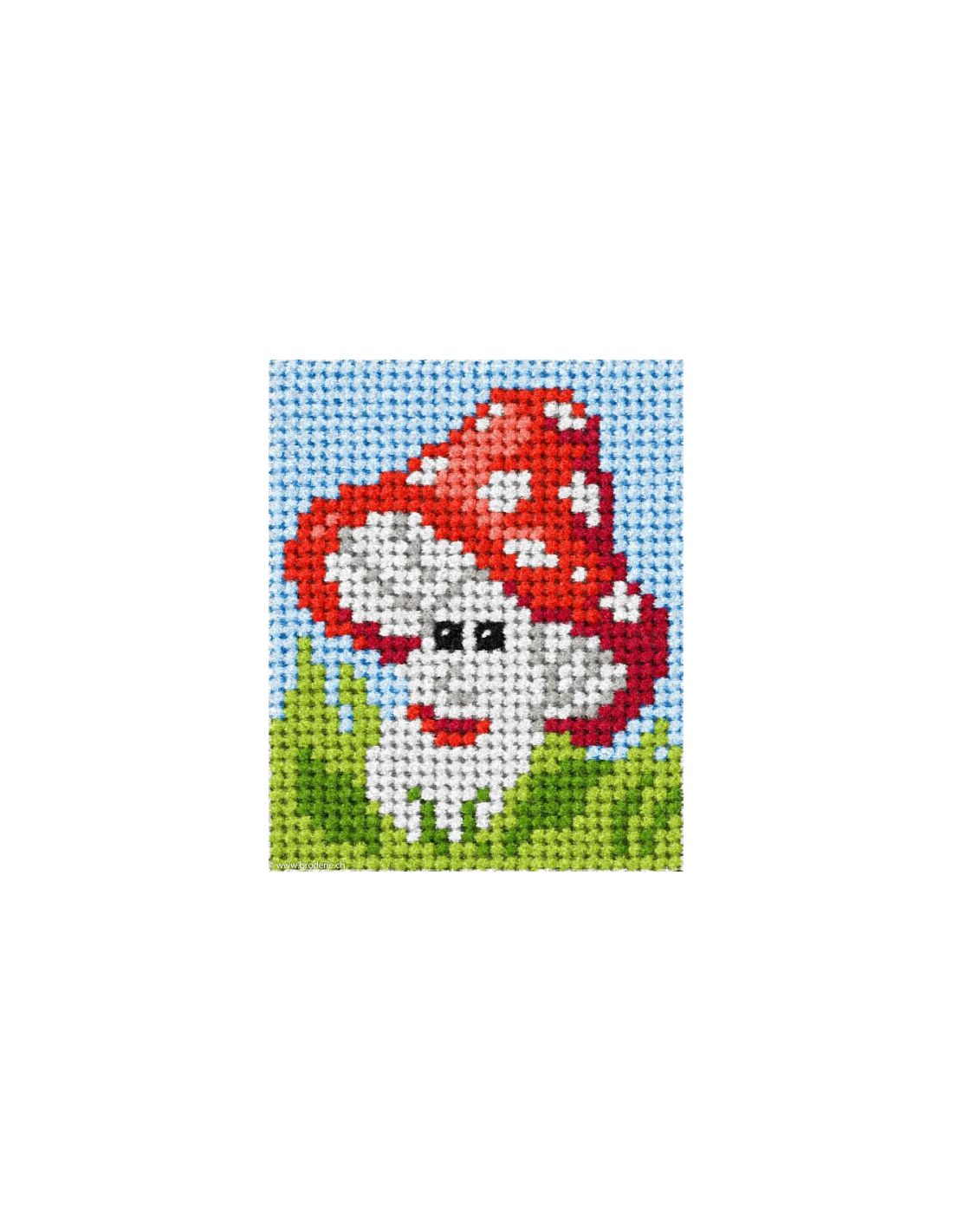 Kit Canevas Soudan Enfant Vache – Margot, Gros Trous, 20x20 Cm, Fils Laine + Aiguille Plastique + Notice