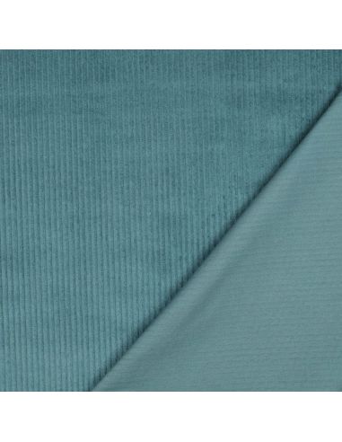 Tissu velours côtelé coton - Bleu pétrole léger