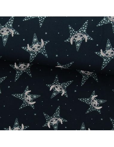 Tissu jersey Lilo & Stitch - Étoiles bleu marine