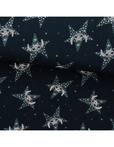Tissu jersey Lilo & Stitch - Étoiles bleu marine