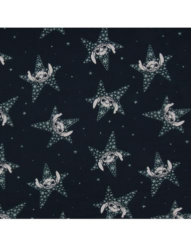Tissu jersey Lilo & Stitch - Étoiles bleu marine