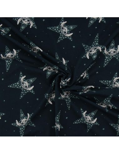 Tissu jersey Lilo & Stitch - Étoiles bleu marine