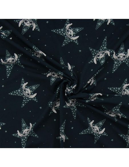 Tissu jersey Lilo & Stitch - Étoiles bleu marine