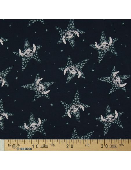 Tissu jersey Lilo & Stitch - Étoiles bleu marine