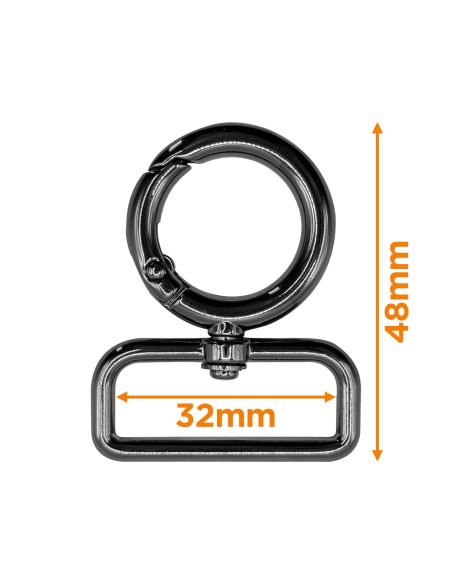 Mousqueton pivotant rond - Canon de fusil 32 x 20 mm