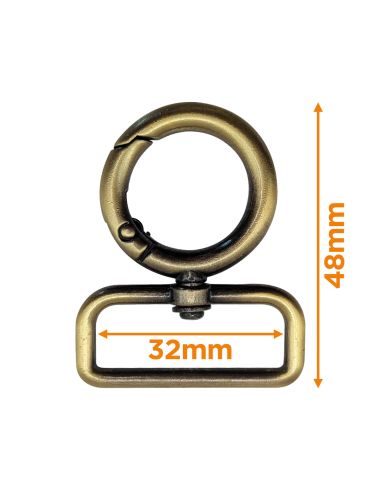 Mousqueton pivotant rond - Bronze 32 x 20 mm