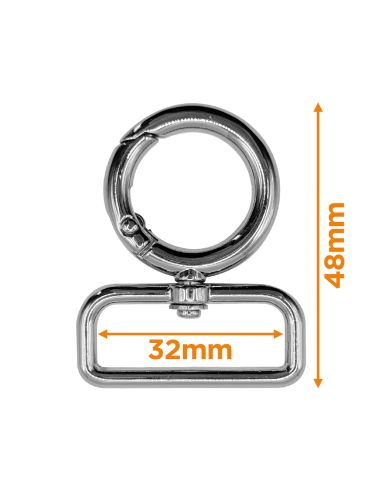 Mousqueton pivotant rond - Argent 32 x 20 mm