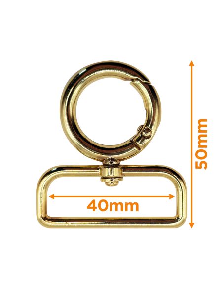 Mousqueton pivotant rond - Or 40 x 20 mm