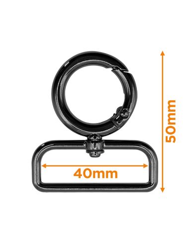 Mousqueton pivotant rond - Canon de fusil 40 x 20 mm