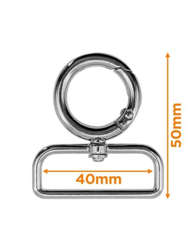 Mousqueton pivotant rond - Argent 40 x 20 mm