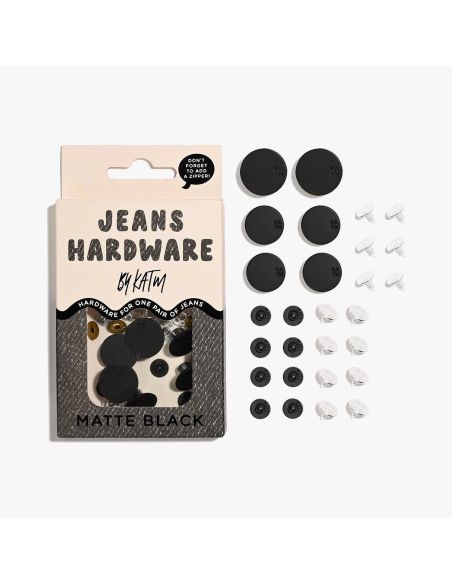 Kit de boutons jeans et rivets - Noir mat