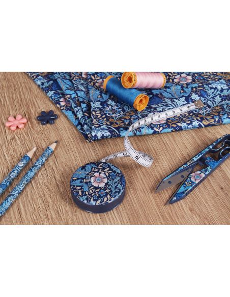 Mètre ruban enrouleur 150 cm - Collection fleurs bleues