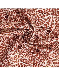 Tissu popeline de coton fantaisie - Plumes marrons