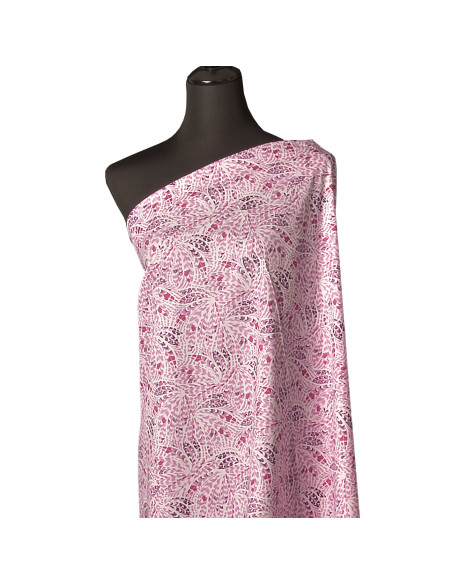 Tissu popeline de coton fantaisie - Plumes roses