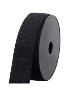 Élastique zèbra - Noir et lurex noir