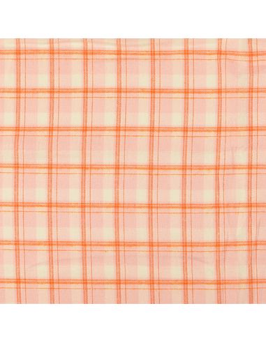 Tissu flanelle tartan écossais - Rose clair rayures orange