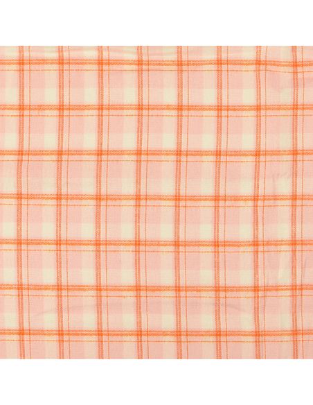Tissu flanelle tartan écossais - Rose clair rayures orange