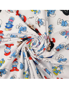 Tissu jersey Schtroumpf - Blanc 2