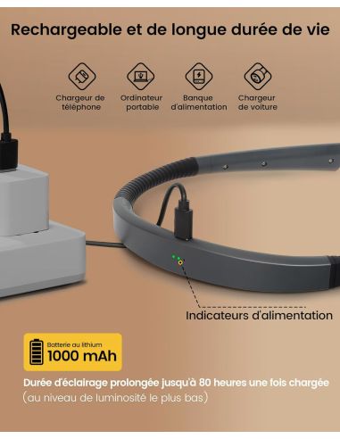 Lampe mains libres tour de cou rechargeable Rascol