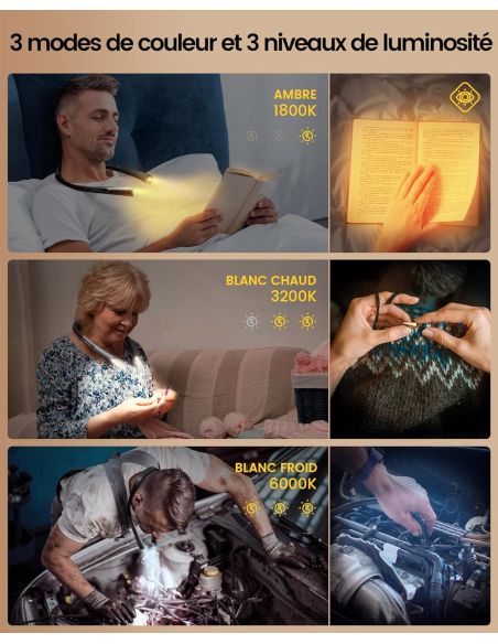 Lampe mains libres tour de cou rechargeable Rascol