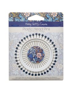 Disque de 40 épingles à tête plastique - Collection fleurs bleues