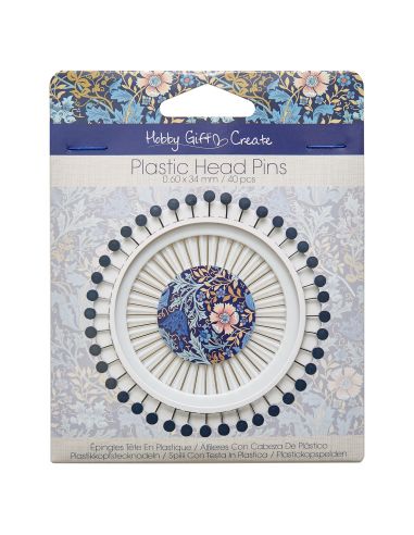 Disque de 40 épingles à tête plastique - Collection fleurs bleues