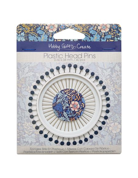 Disque de 40 épingles à tête plastique - Collection fleurs bleues