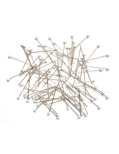 Tube en verre de 95 épingles à tête de verre - Collection fleurs bleues