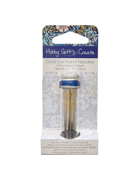 Tube en verre de 10 aiguilles à broder 3-9 - Collection fleurs bleues
