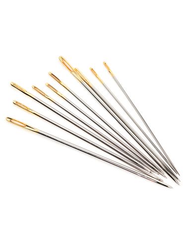 Tube en verre de 10 aiguilles à broder 3-9 - Collection fleurs bleues