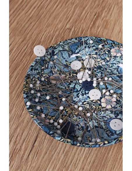 Tube en verre de 95 épingles à tête de verre - Collection fleurs bleues