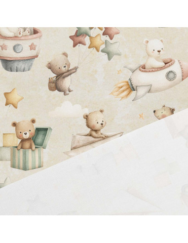 Tissu coton premium - Nounours en vol