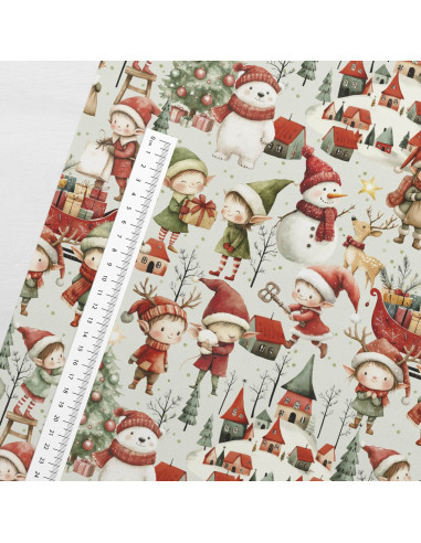 Tissu coton premium - Elfes de Noël