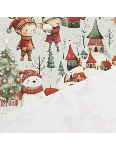 Tissu coton premium - Elfes de Noël