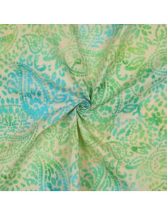 Tissu viscose batik Kaona - Vert et bleu