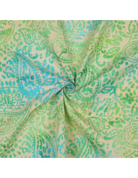 Tissu viscose batik Kaona - Vert et bleu