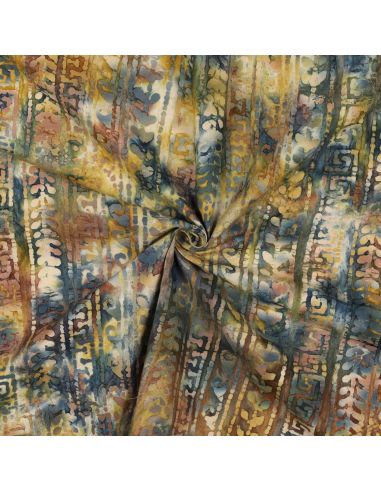 Tissu coton batik Aora - Bleu et vert