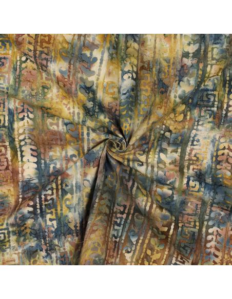 Tissu coton batik Aora - Bleu et vert