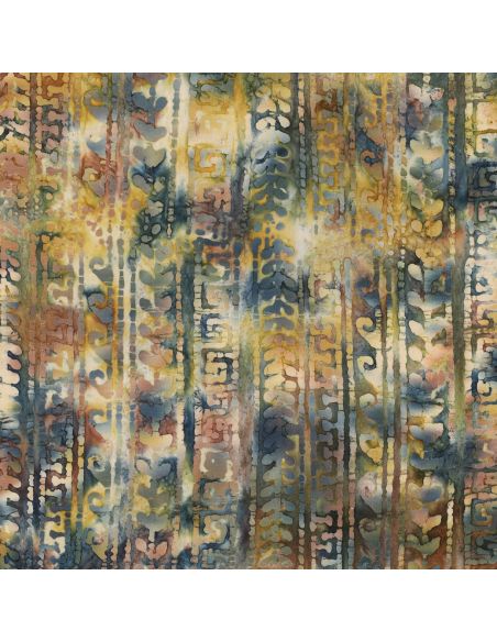 Tissu coton batik Aora - Bleu et vert