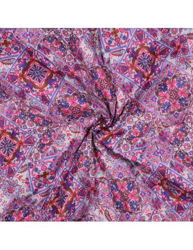 Tissu matelassé voile de coton à patchwork - Bleu