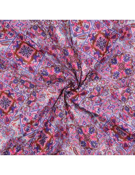 Tissu matelassé voile de coton à patchwork - Bleu