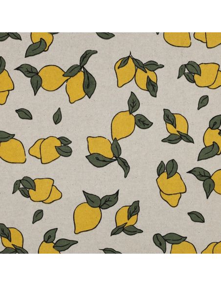 Tissu toile imperméable aspect lin - Citrons