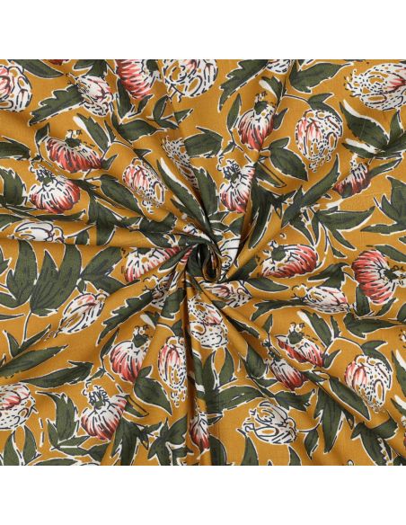 Tissu coton indien block print Serina - Ochre