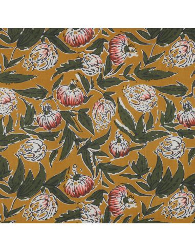 Tissu coton indien block print Serina - Ochre