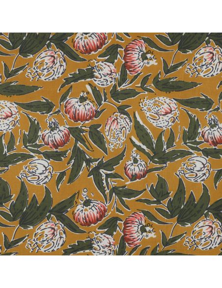 Tissu coton indien block print Serina - Ochre