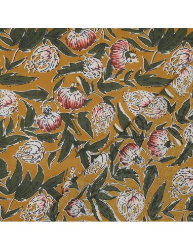 Tissu coton indien block print Serina - Ochre